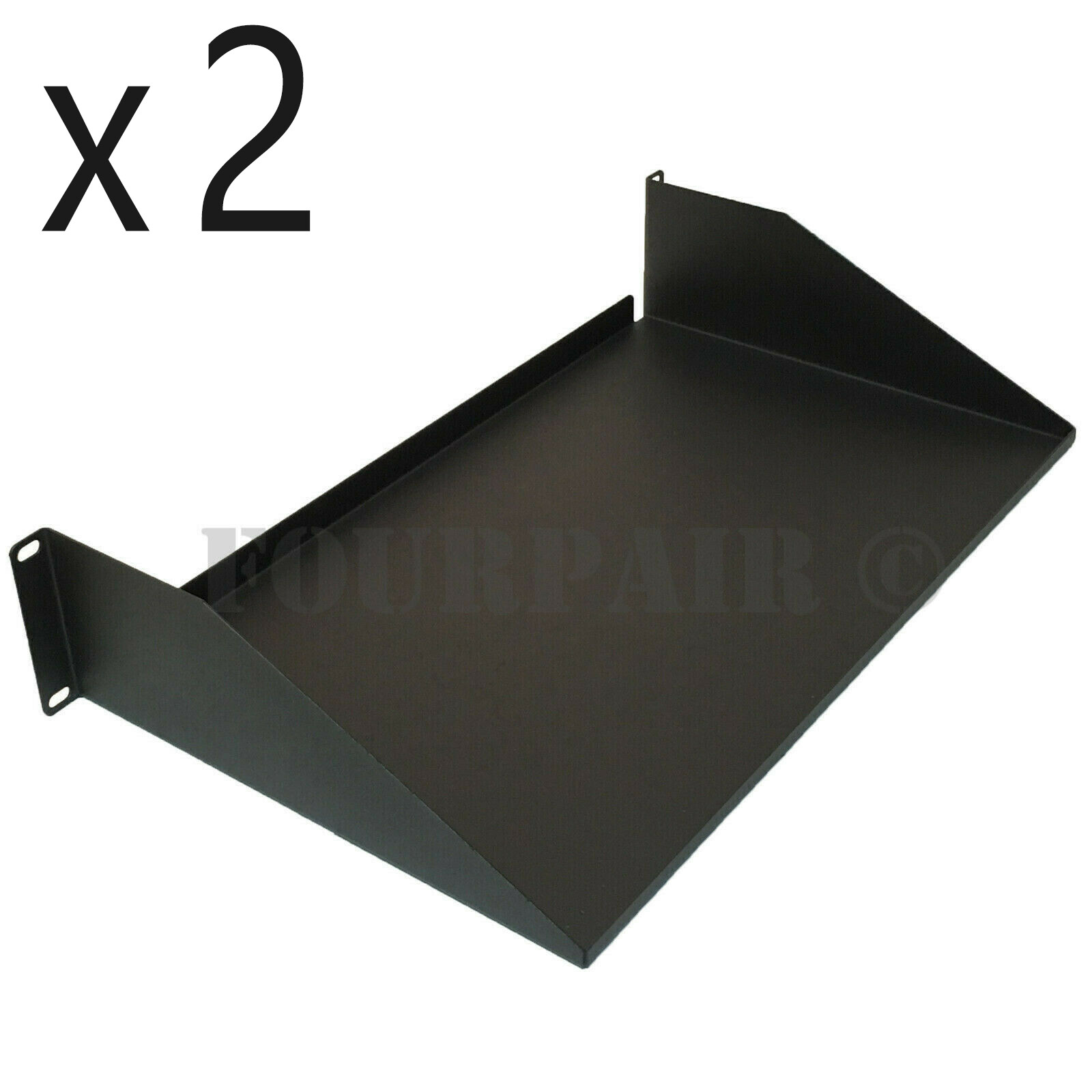 2 Pack - 2 Space Cantilever Server Monitor Rack Mount Shelf - 19" 2U 10" Deep