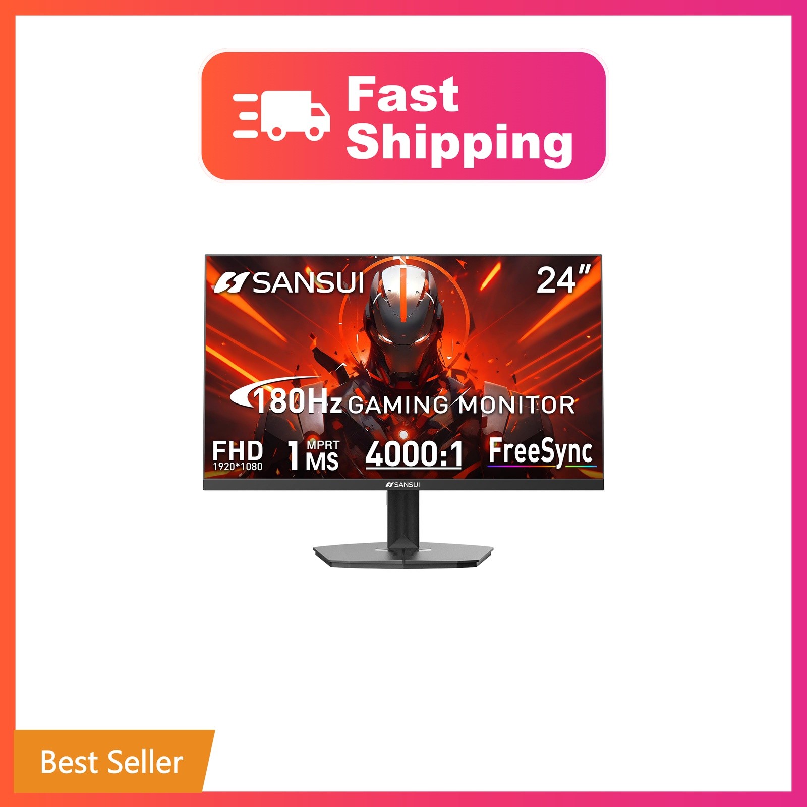 SANSUI 24 Inch 180Hz Gaming Computer Monitor, FHD 1080P for Game Office | 1ms...