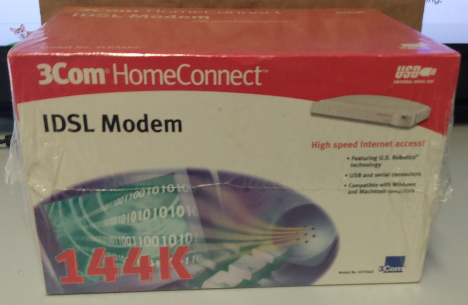 Vintage US Robotics 3Com 144K IDSL Modem 3CP3465 New Sealed