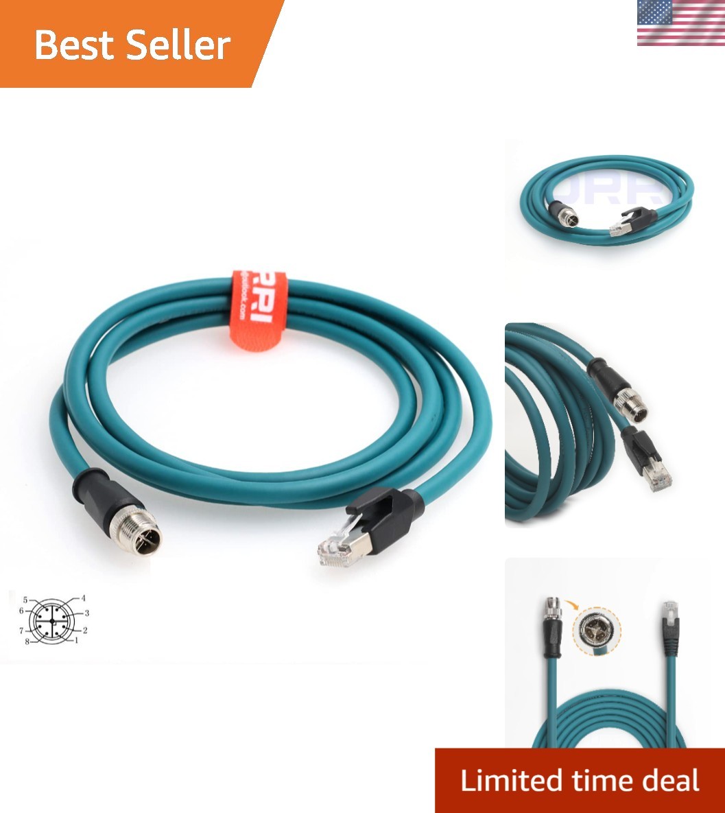M12 X-Coded 8 Pin to RJ45 5M Cat 7e Ethernet Cable - 10Gb High-Speed Transmis...