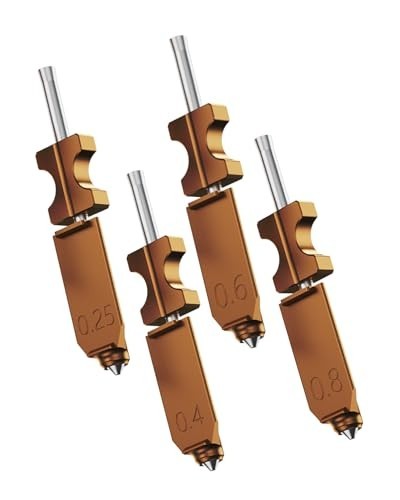 3D Printer Hardened Nozzle Set, 4 Pack, Various Sizes, High Flow Hotend Part