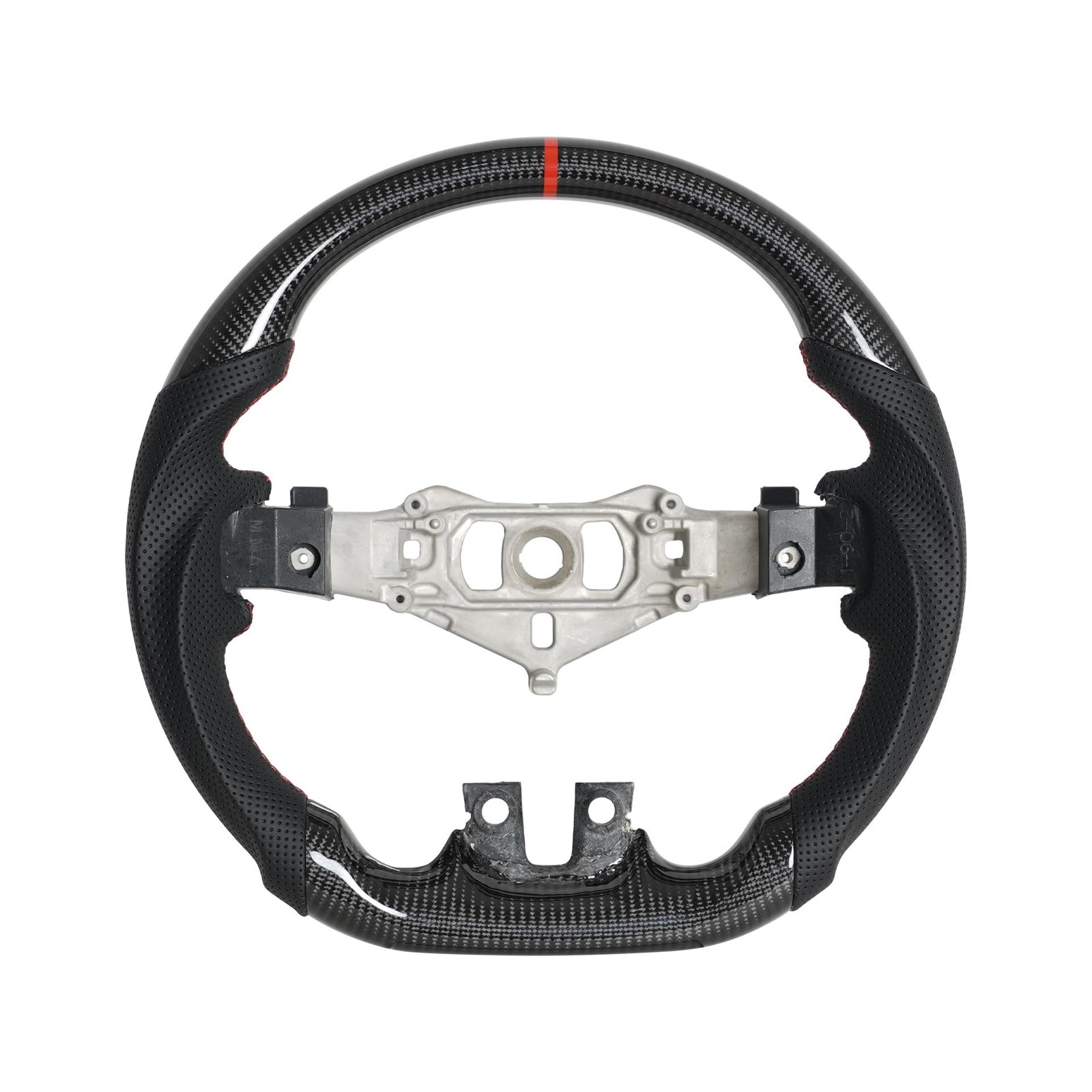D-shaped Perfoated Leather Grip Steering Wheel, Real Carbon Fiber Steering Wh...