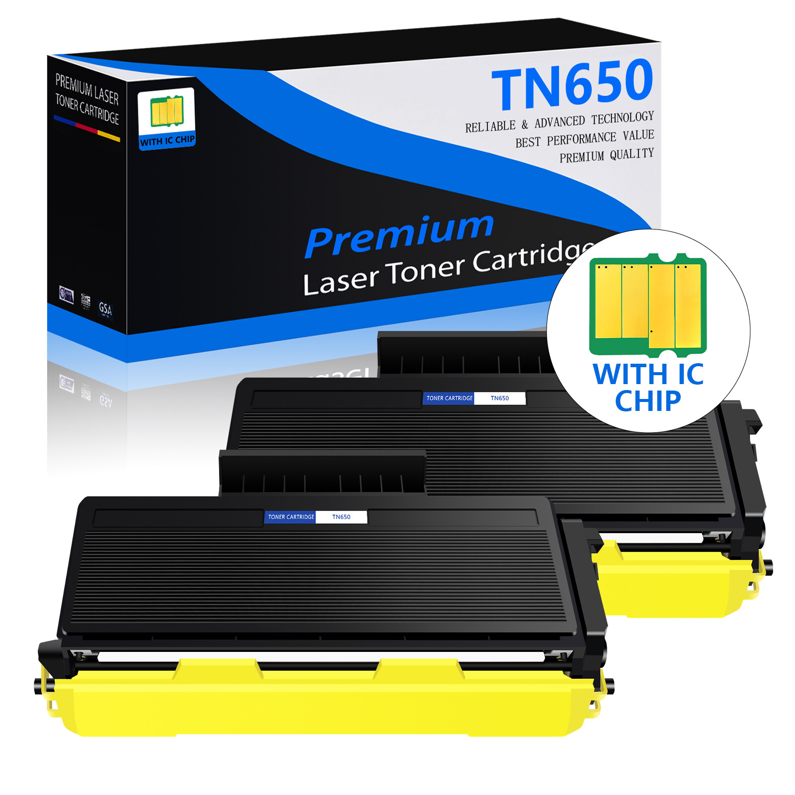 2PK Black TN650 Toner Cartridge for Brother TN-650 MFC-8480DN 8890DW HL-5370DW