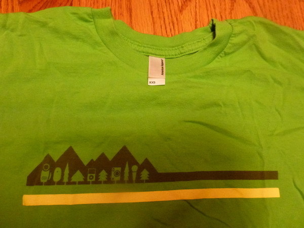 APPLE CAMP T-SHIRT Green XXS tee logo Extra Extra Small AMERICAN APPAREL Youth