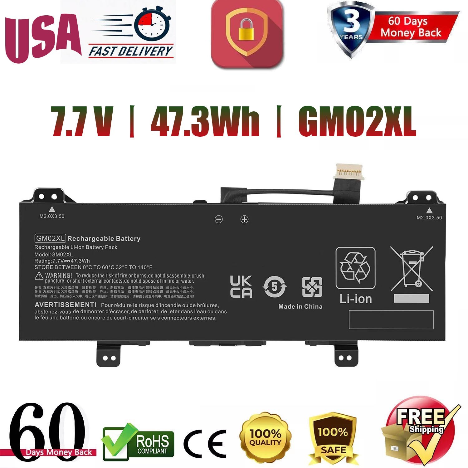 ✅GM02XL Battery For HP x360 11 G1 EE Chrome 14-CA 14-CA 917725-855 917679-271 US