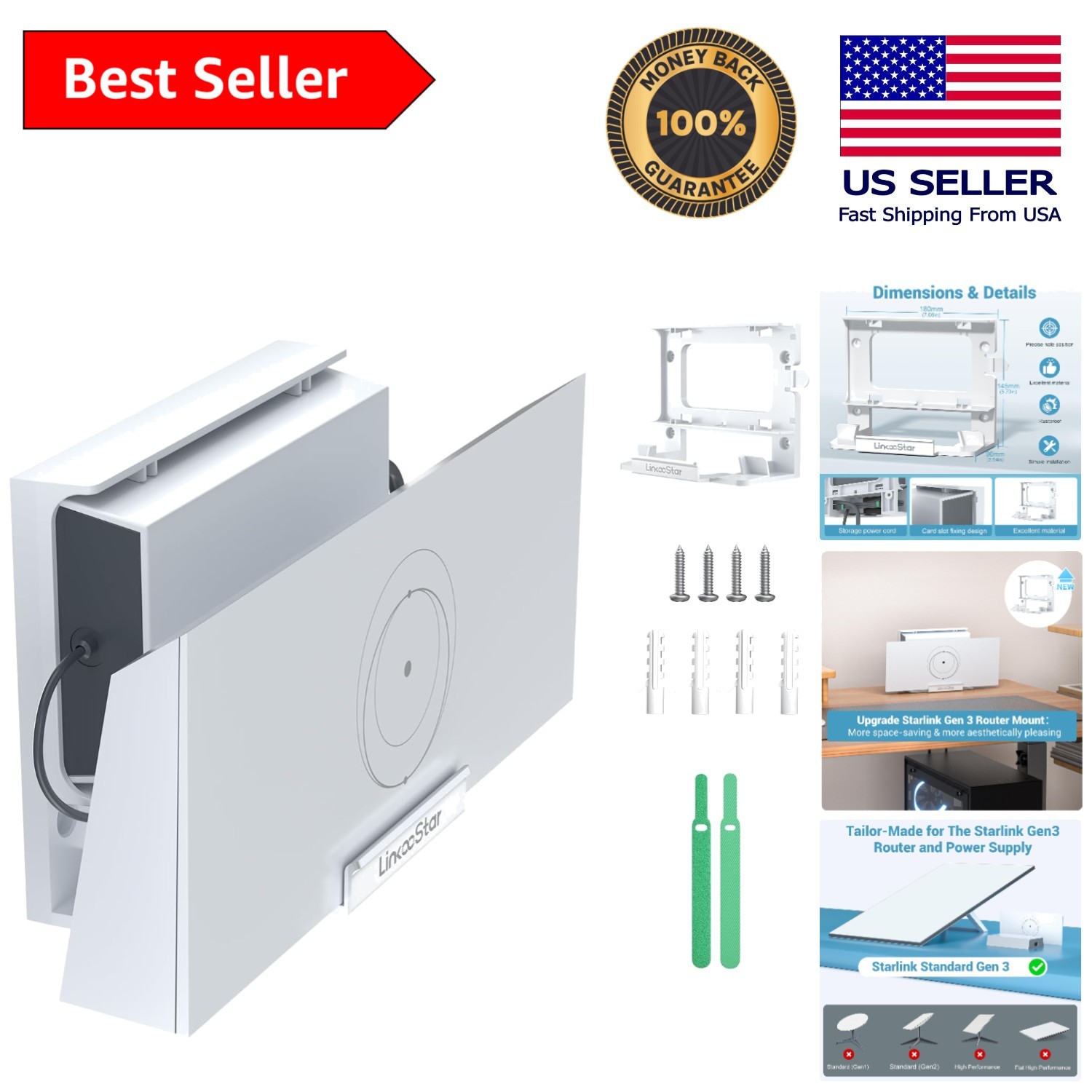 Durable Starlink Router Wall Mount - Optimizes Workspace & Signal Performance