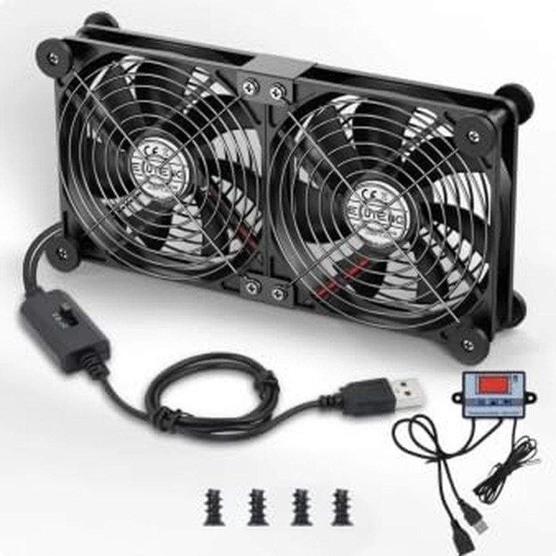 140Mm Dual USB Computer Fan with Temperature Controller Flow VR Blower