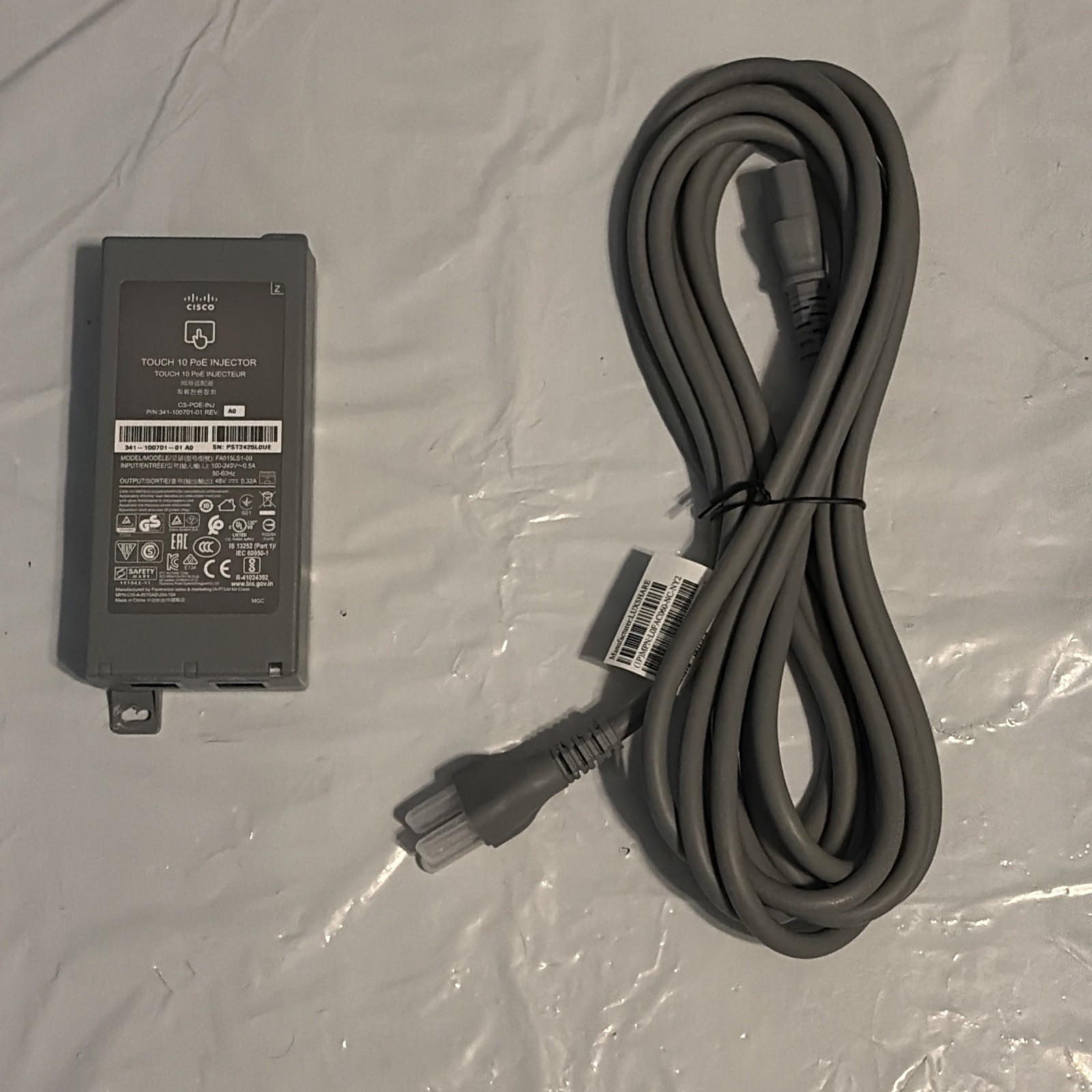 Cisco Touch 10 PoE Injector 48V Power – CS-POE-INJ – Includes AC Power Cord
