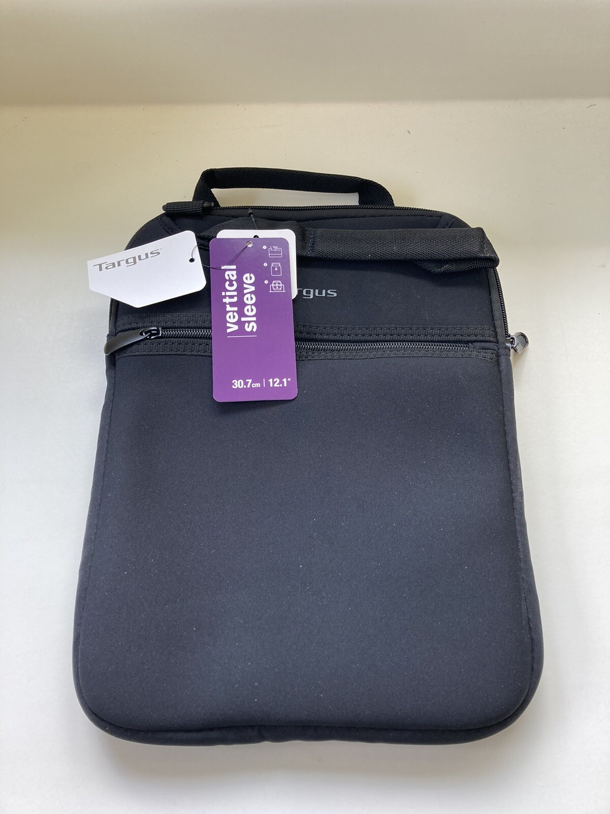 Targus Vertical Sleeve 12.1"-Laptop Case w/Hideaway Handles, F. Pocket-BLACK-NEW