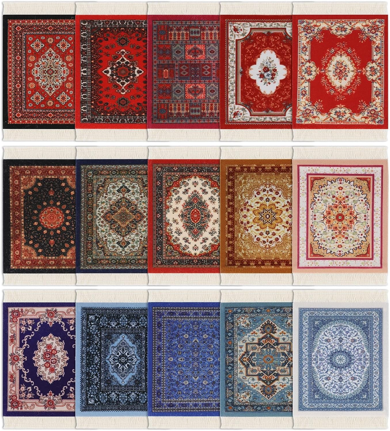 15 Pcs Rug Coasters Persian Style Mini Carpet Rug Mouse Pad Vintage Oriental