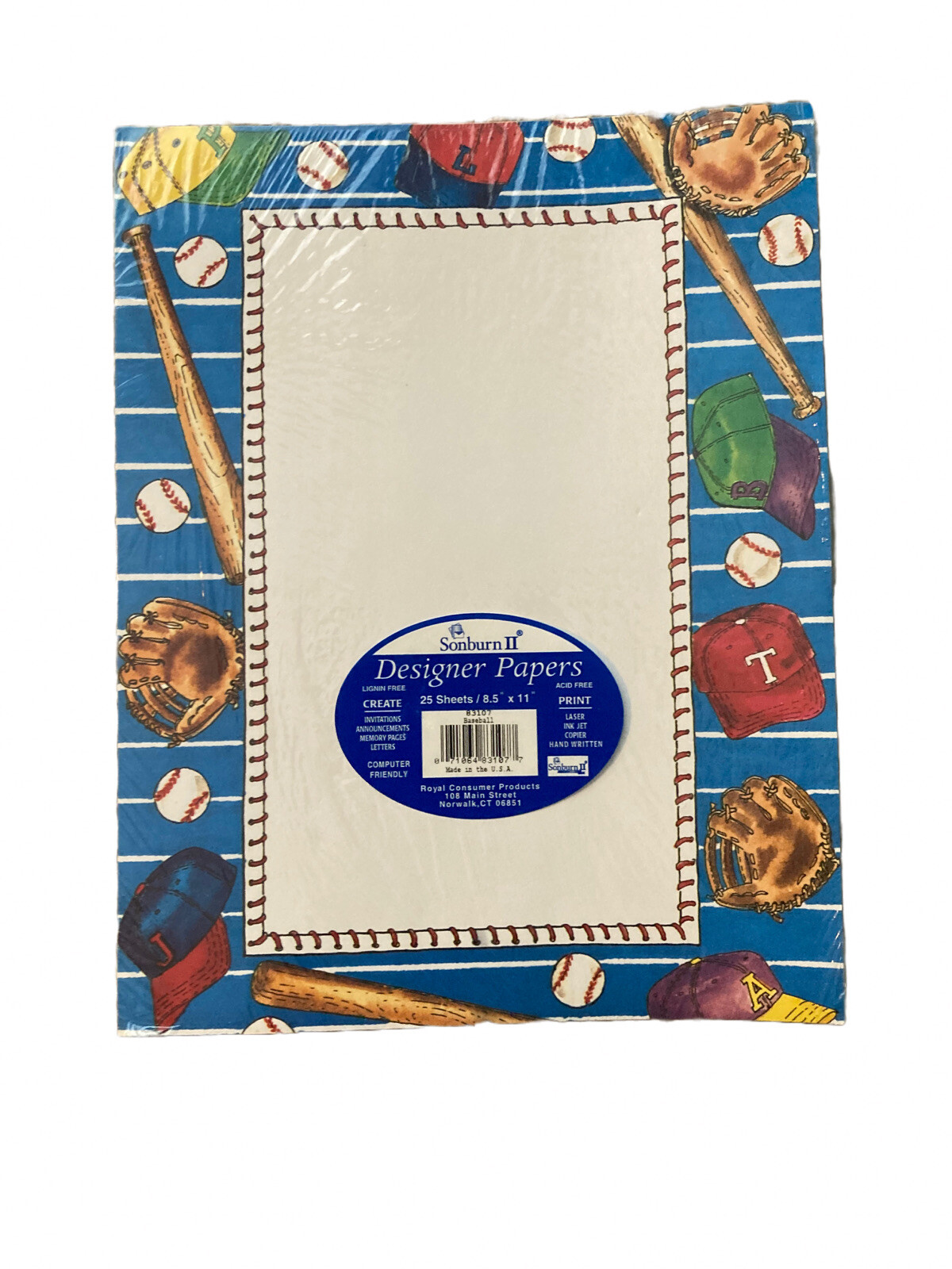 Sonburn II Designer Papers 25 Sheets 8.5”x11” Baseball  NEW