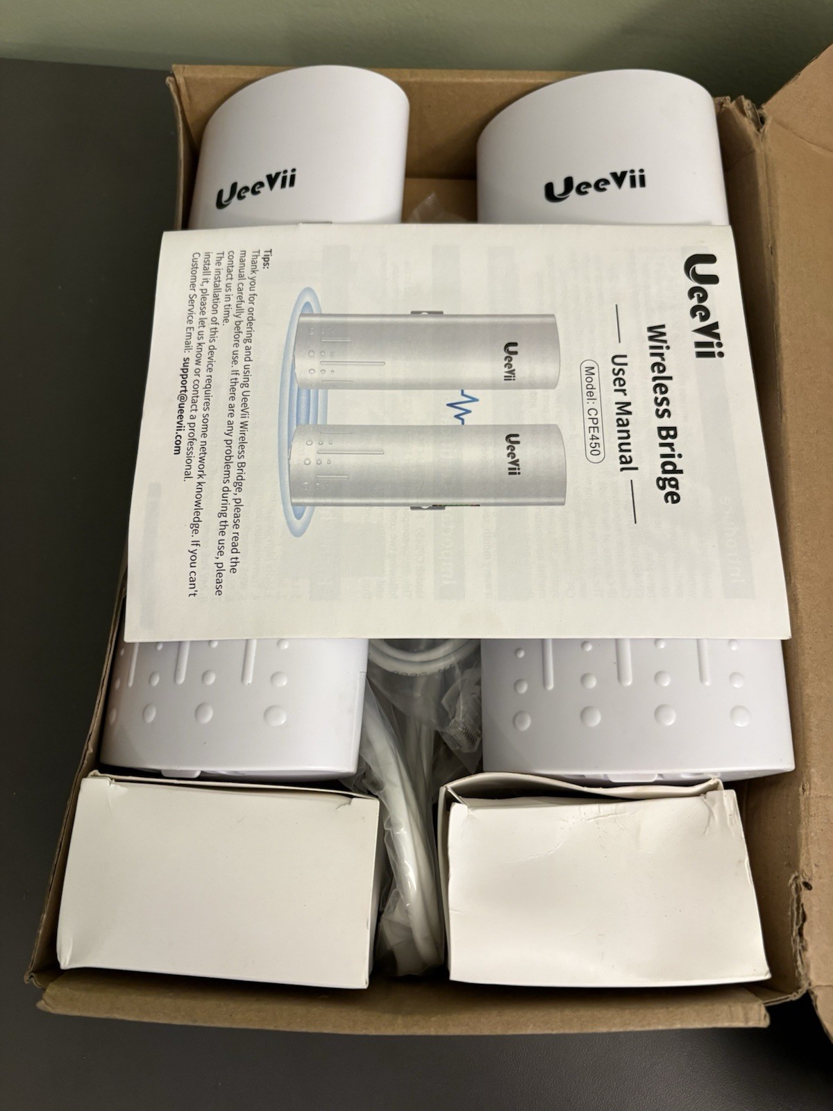 UeeVii CPE450 5.8G 3Km Long Range Point to Point Wi-Fi Bridge for Extend Network