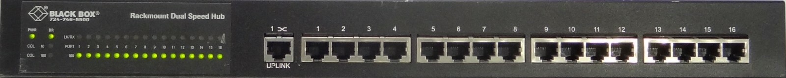 Black Box 724-746-5500 Rackmount Dual Speed Hub Network Switch LH8016A-M
