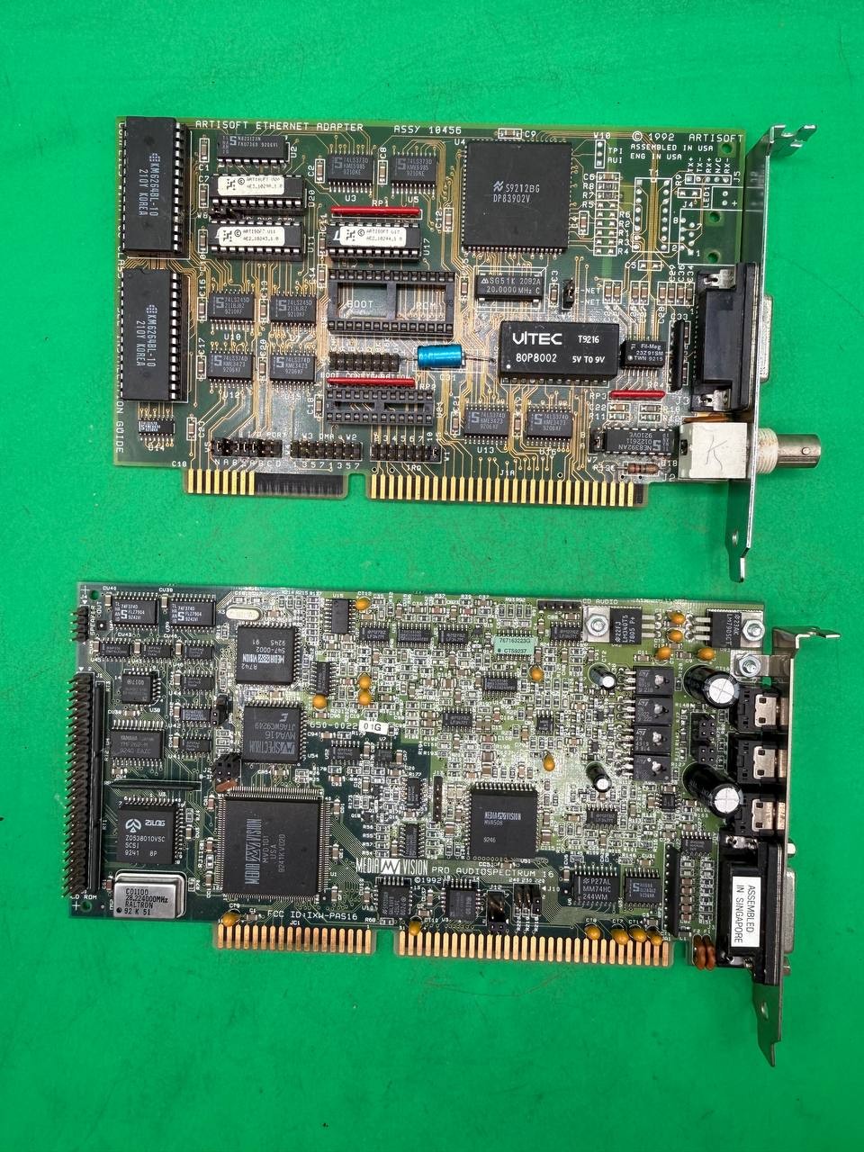 Lot of 2 ISA Cards Media Vision Pro AudioSpectrum PAS16 & Artisoft RE