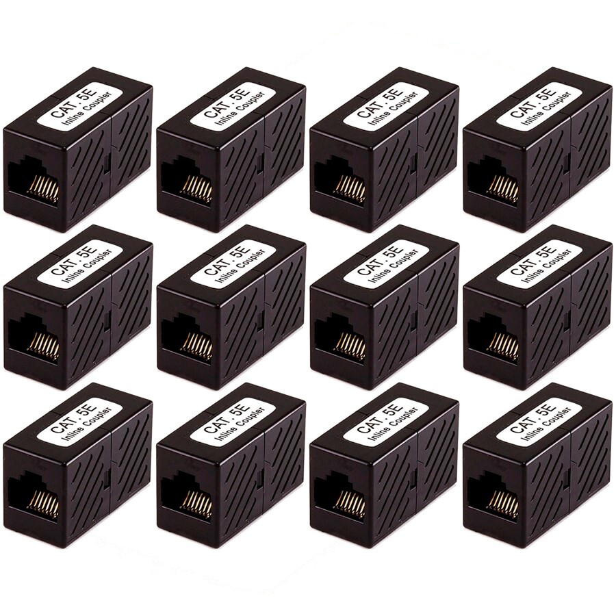 12x RJ45 Cat5e Network LAN Ethernet Coupler Straight Cable Joiner Extender Black