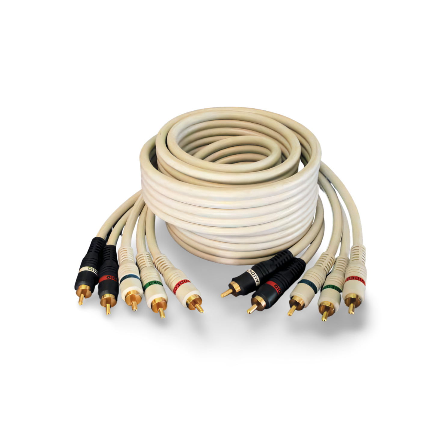 12ft HDTV Shielded Component Video Digital TV Five RCA - White