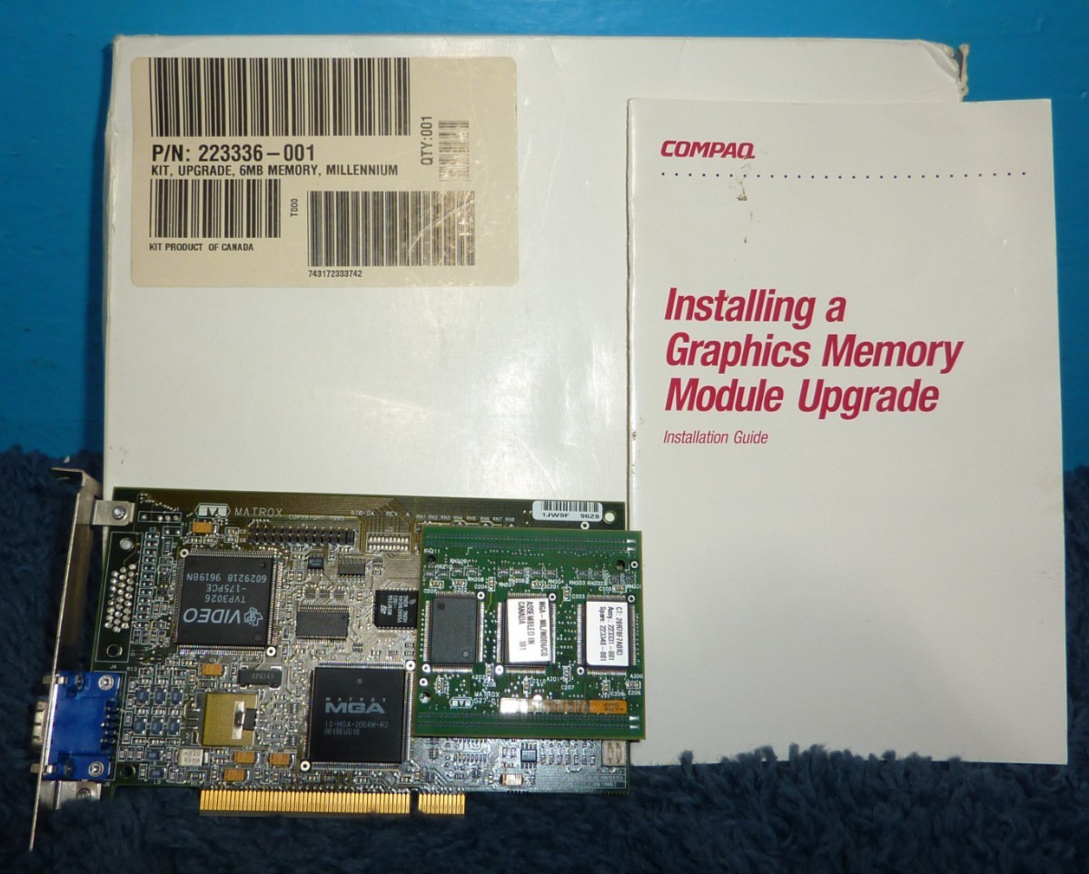 Matrox Millennium PCI Video Card MGA 206W-R2 w/6MB RAM Upgrade Guaranteed /C