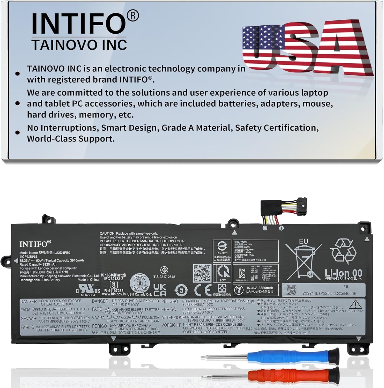 60Wh L22D4PE0 L22M4PE0 Laptop Battery Compatible with Lenovo ThinkBook 14 G6