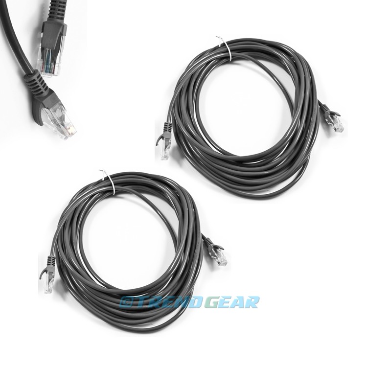 2X 50FT 15M CAT5 CAT5E RJ-45 ETHERNET LAN NETWORK PATCH CABLE GREY CORD PC MAC