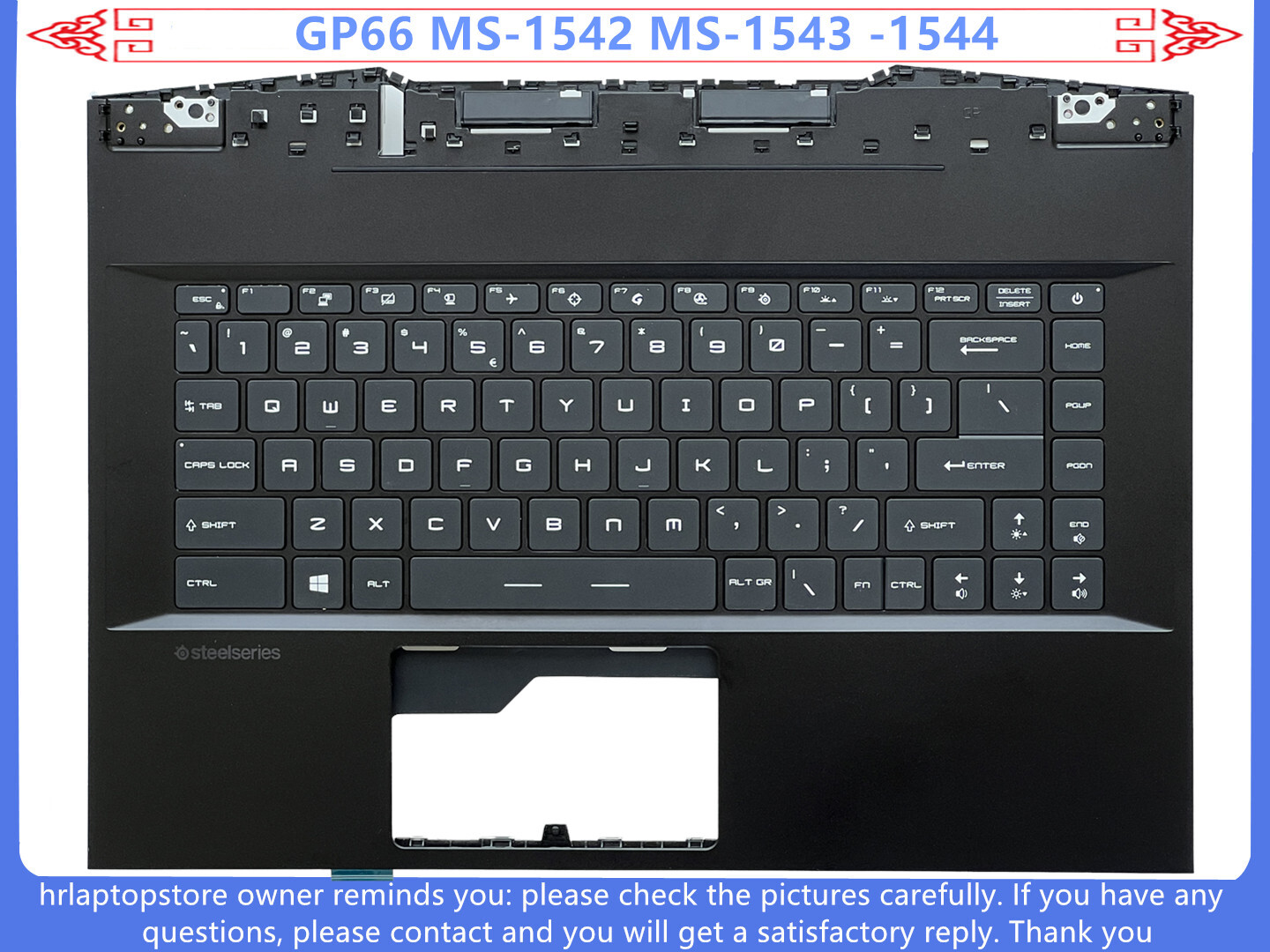 New For MSI GP66 MS-1542 MS-1543 -1544 Upper Case Palmrest RGB Backlit Keyboard