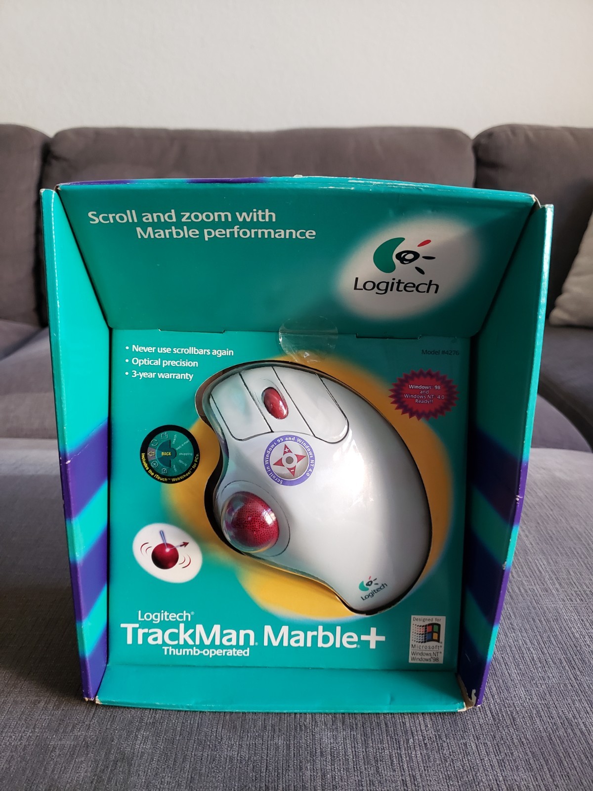 LOGITECH TRACKMAN MARBLE PLUS TRACKBALL MOUSE MICE - NEW OLD STOCK 
