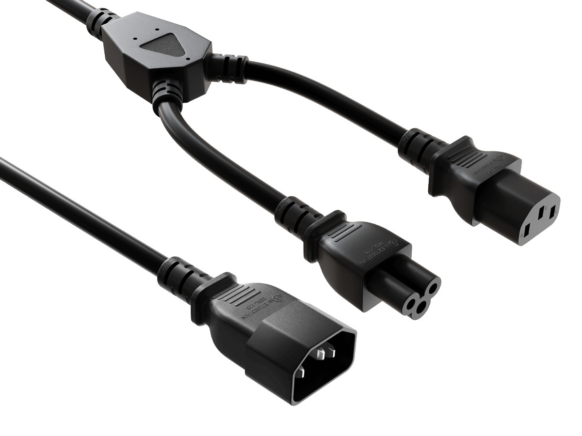 36 inches (3ft) IEC-320 C14 to C13 & C5 Power Extension Cord Y-Splitter Cable...