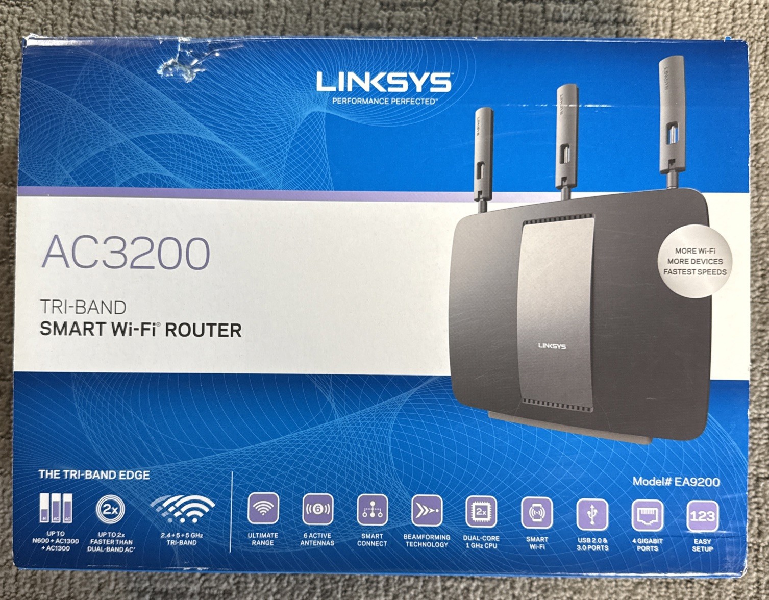 Linksys Router AC3200 Tri Band Smart Wi-Fi Router #EA9200 Ultimate Range New