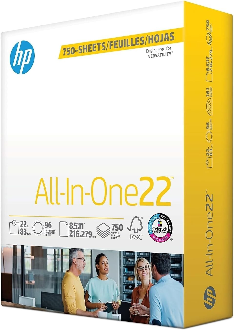 HP Office20 Printer Paper 8.5x11 Paper All In One Mega Ream 96 Bright, 750 Sheet