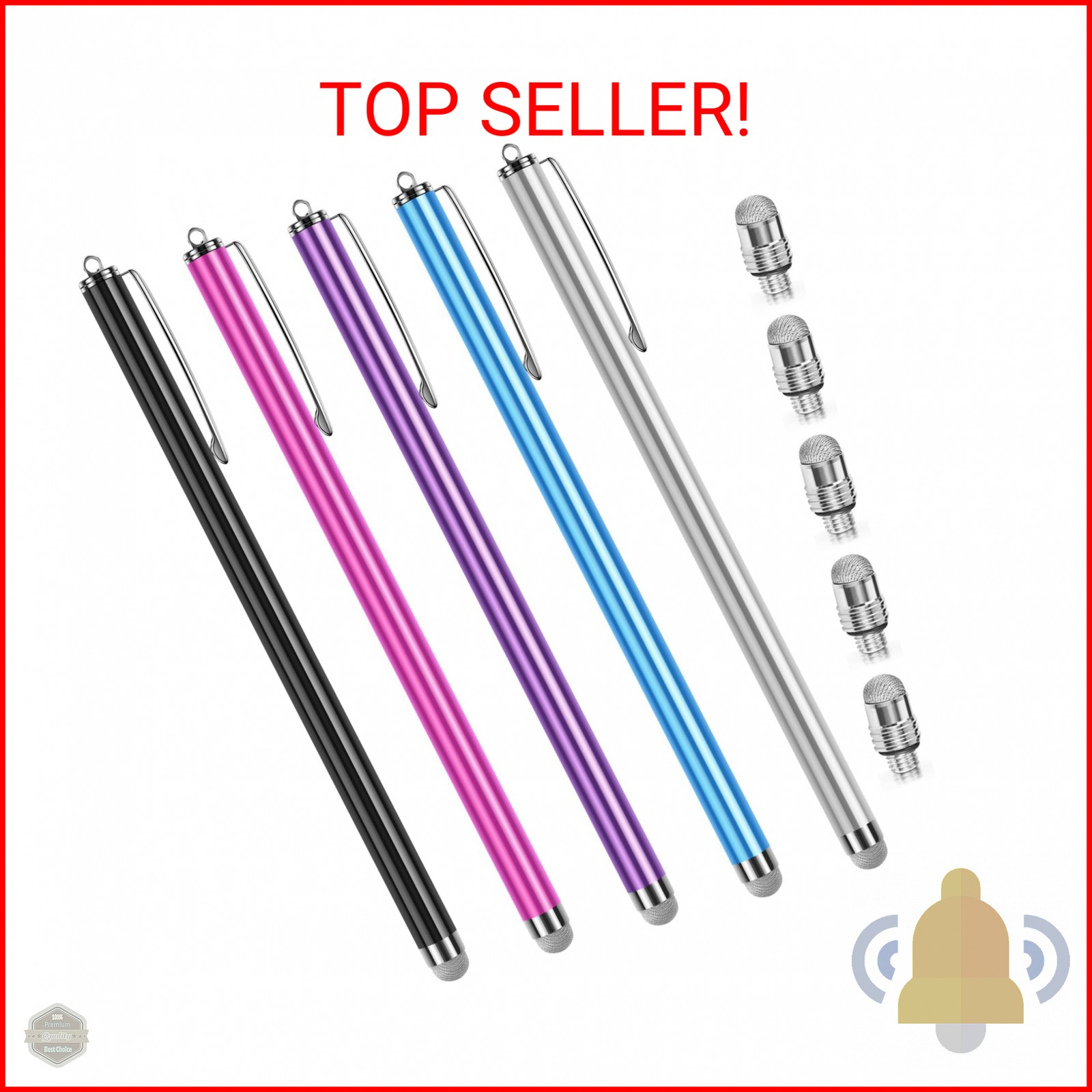 Long Stylus Pens for Touch Screens (5 Pack 185mm) High Sensitivity, Precision an