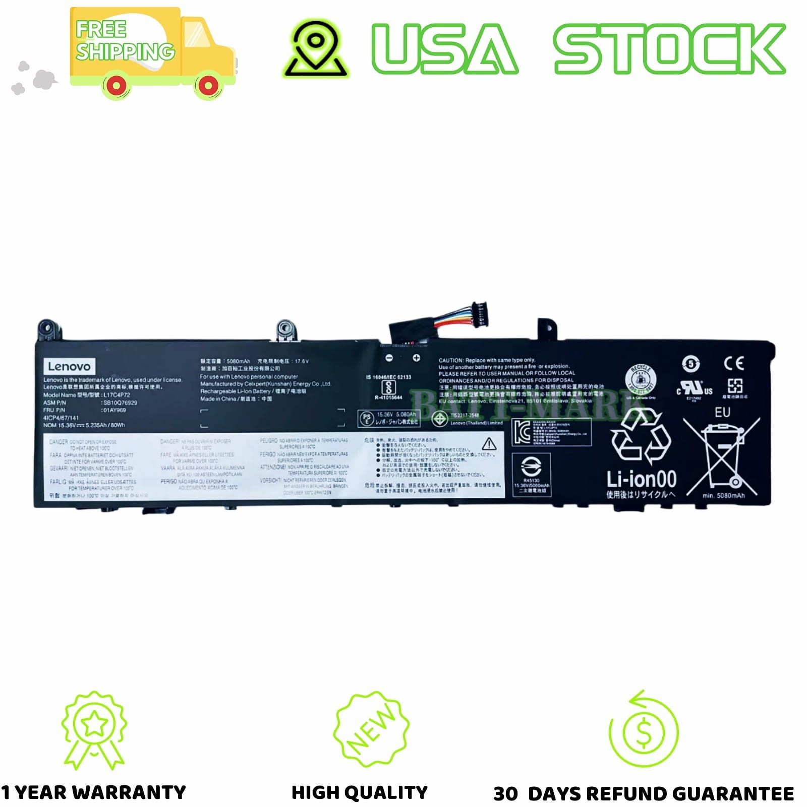 L17C4P72 L17M4P72 L18M4P71 Genuine New Battery for Lenovo ThinkPad X1 Extreme