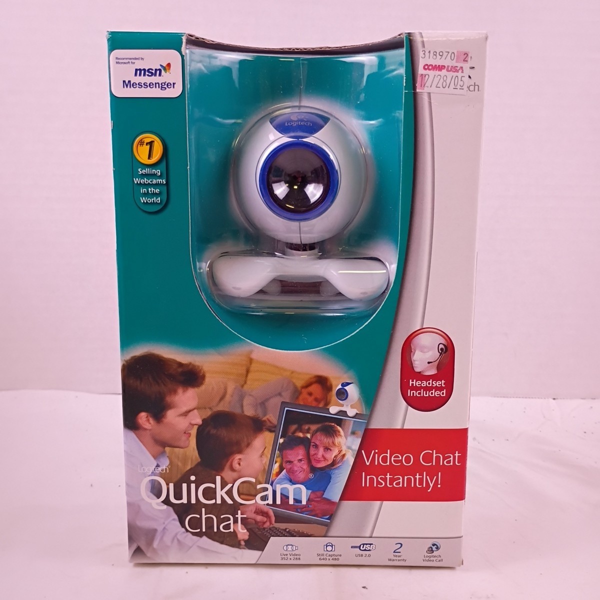 Logitech QuickCam Chat Webcam with Headset Live Video Still Capture New in Box