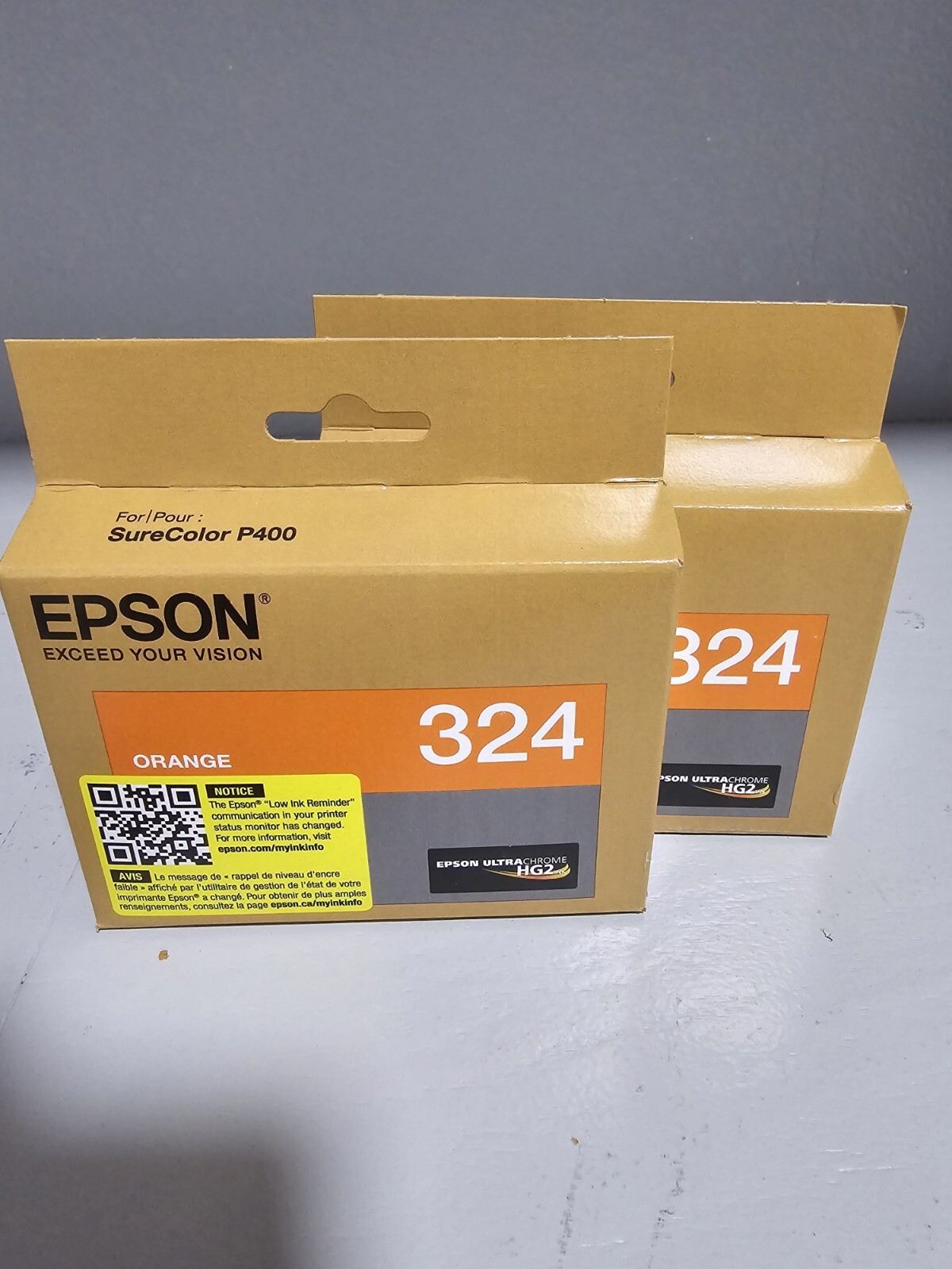 Epson T324 Orange Ink Cartridge Genuine 324 SureColor P400 Exp 02/27 2 Pack 