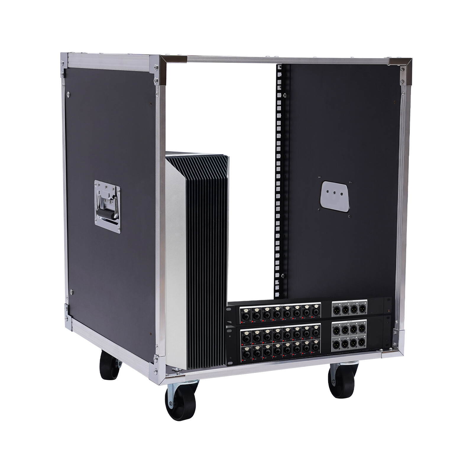 12U Rolling Network Rack Cabinet With Casters & Handles Black 50 cm