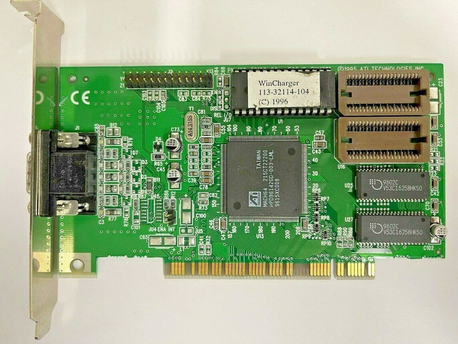 RARE VINTAGE ATI WINCHARGER MACH64 2 MEG PCI VGA CARD PN 113-32114-104 MXB23