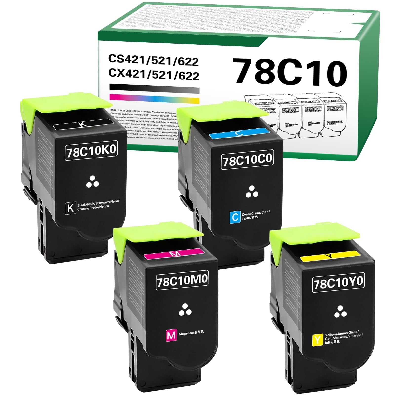 WYFYINK 78C10 CS421 CS521 Toner Cartridge Compatible for Lexmark CS421 CS521