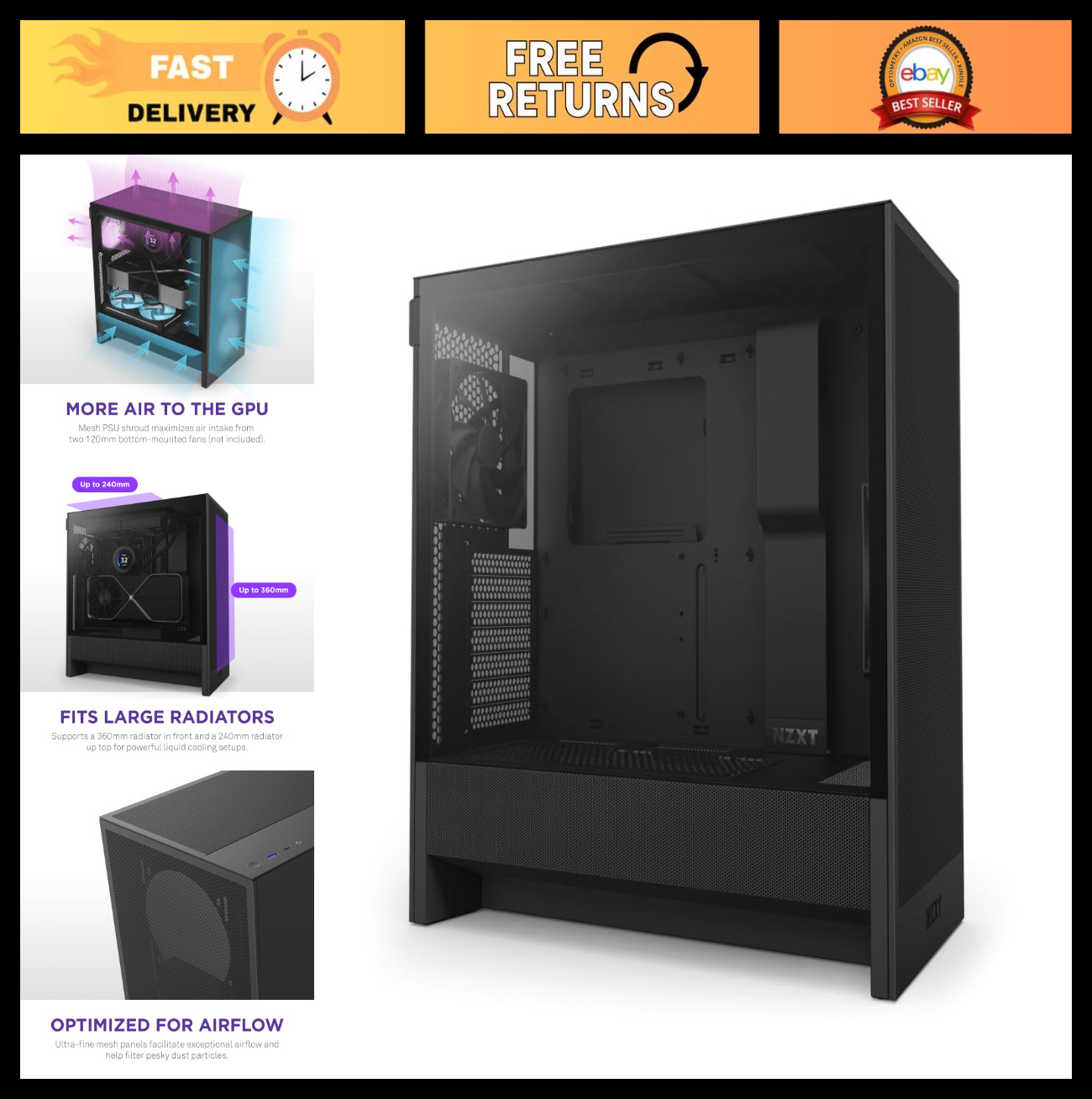 H5 Flow - Compact ATX Mid-Tower PC Case - Black