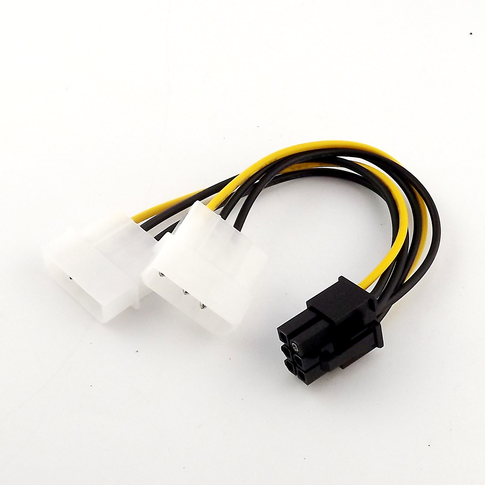 10x Dual 4Pin Molex to 6Pin PCI-E Power Supply Converter Adapter Connector Cable