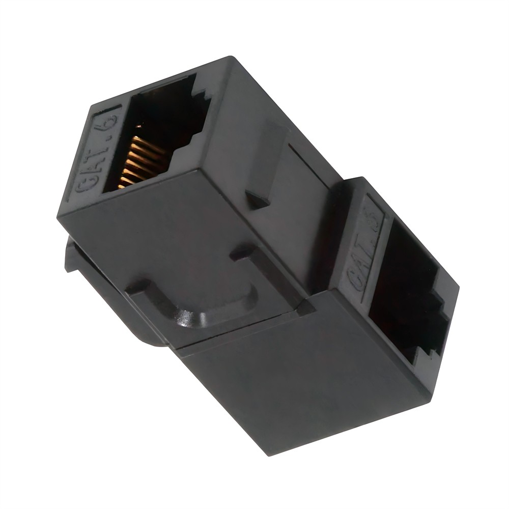 Up Angled UTP CAT6 Keystone Coupler RJ45 UTP CAT6 inline Female to Female Black