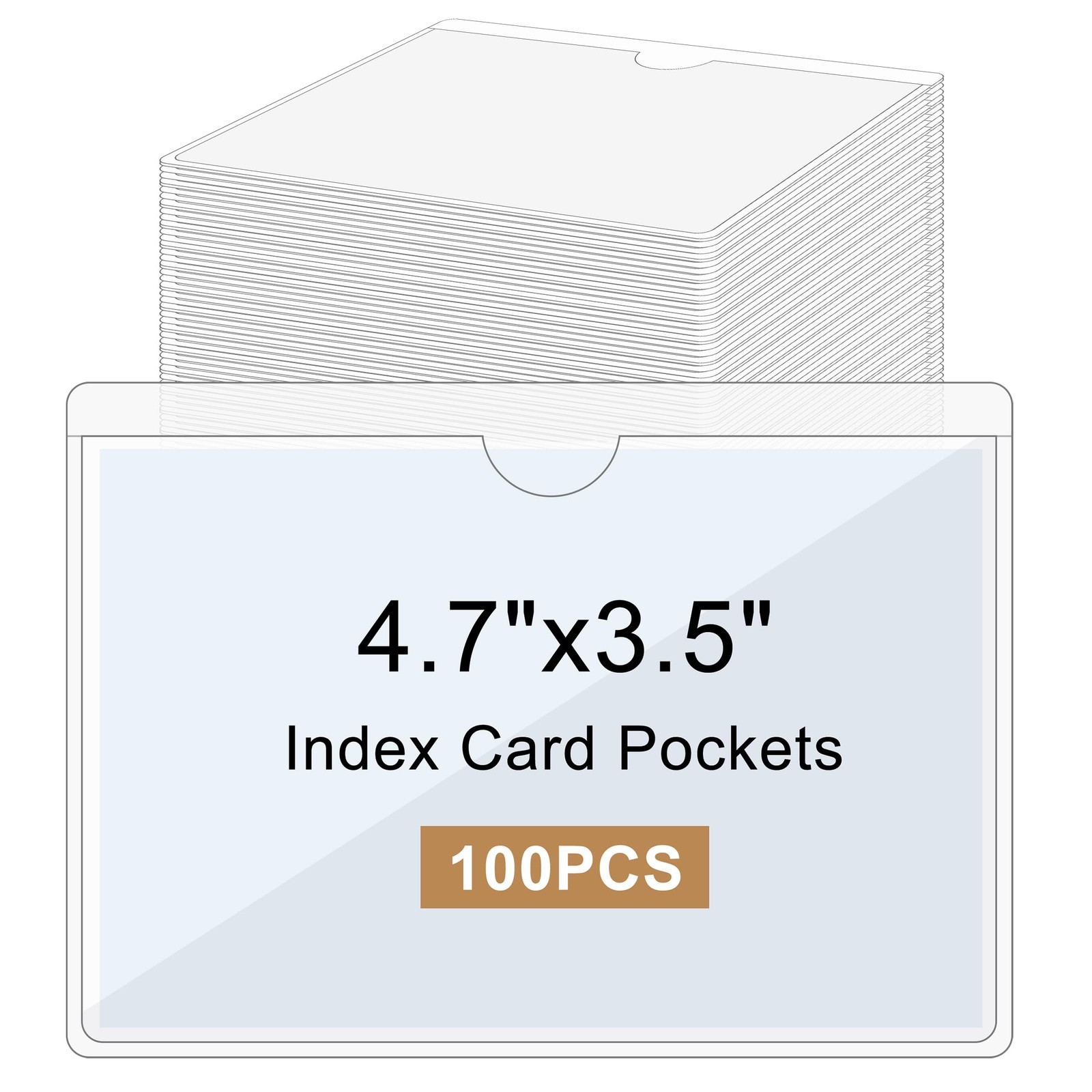 100 Pcs Clear Adhesive Pockets, Plastic Adhesive Label Pockets, Self Adhesive...