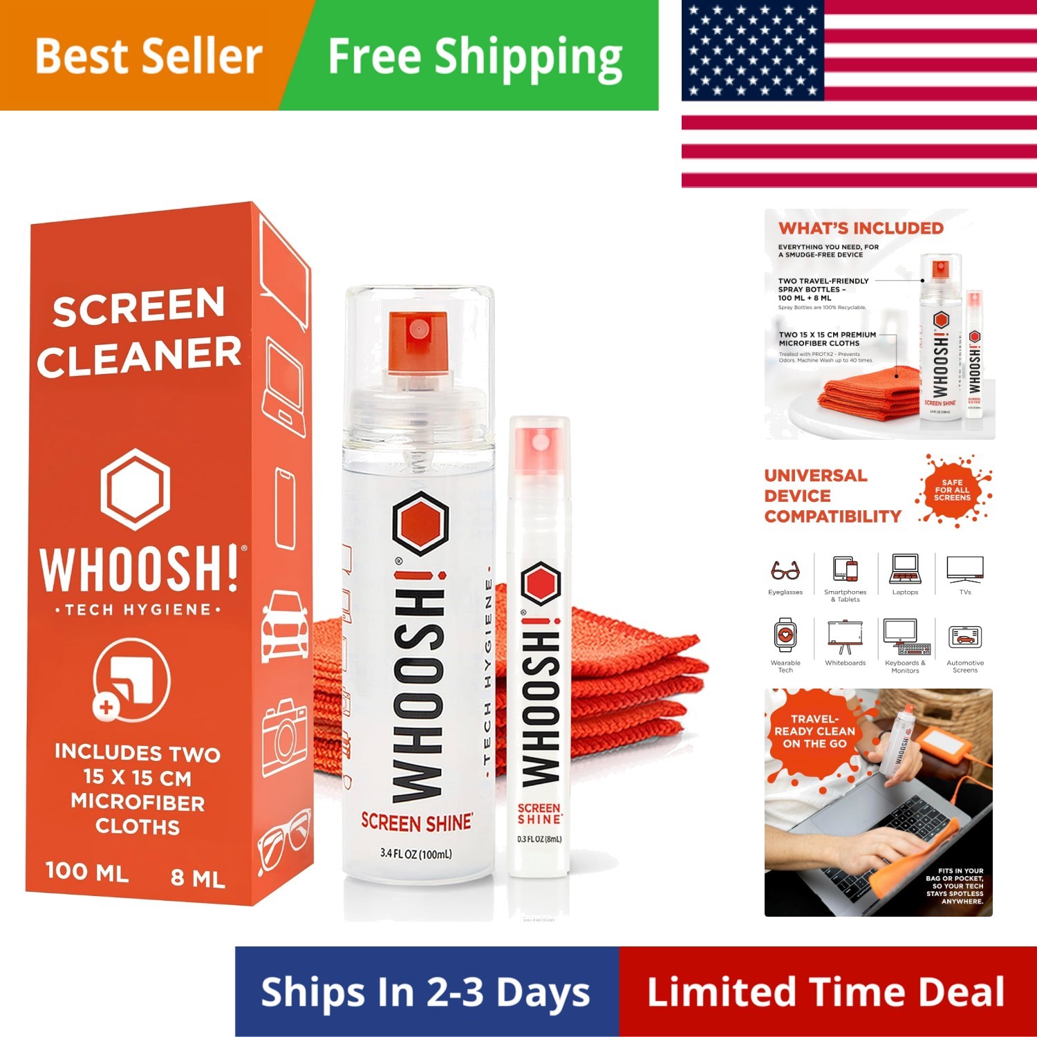 Screen Shine Duo - Screen Cleaner Spray for iPad, Monitor, Laptop, MacBook - ...