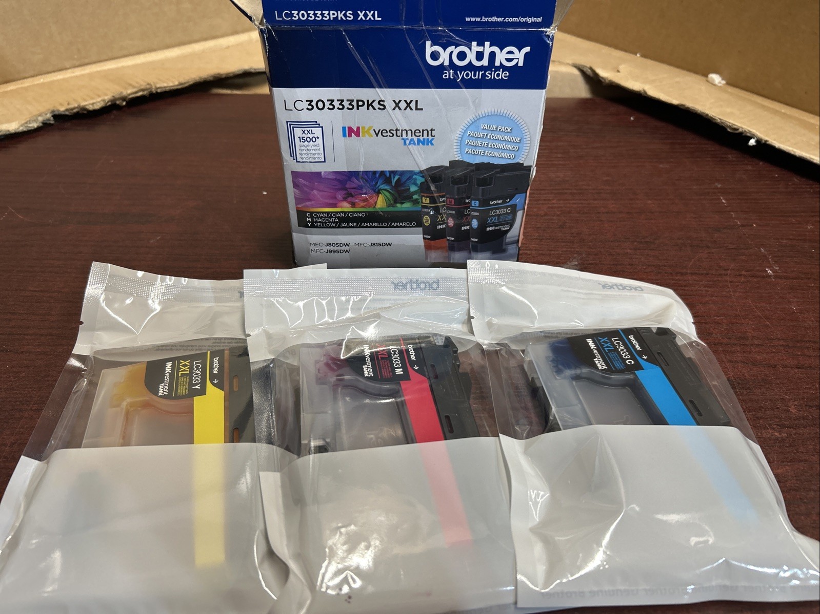 Brother LC30333 3PKS XXL INKvestment Tank 3 Pack Color Ink Cartridges EXP 12/26