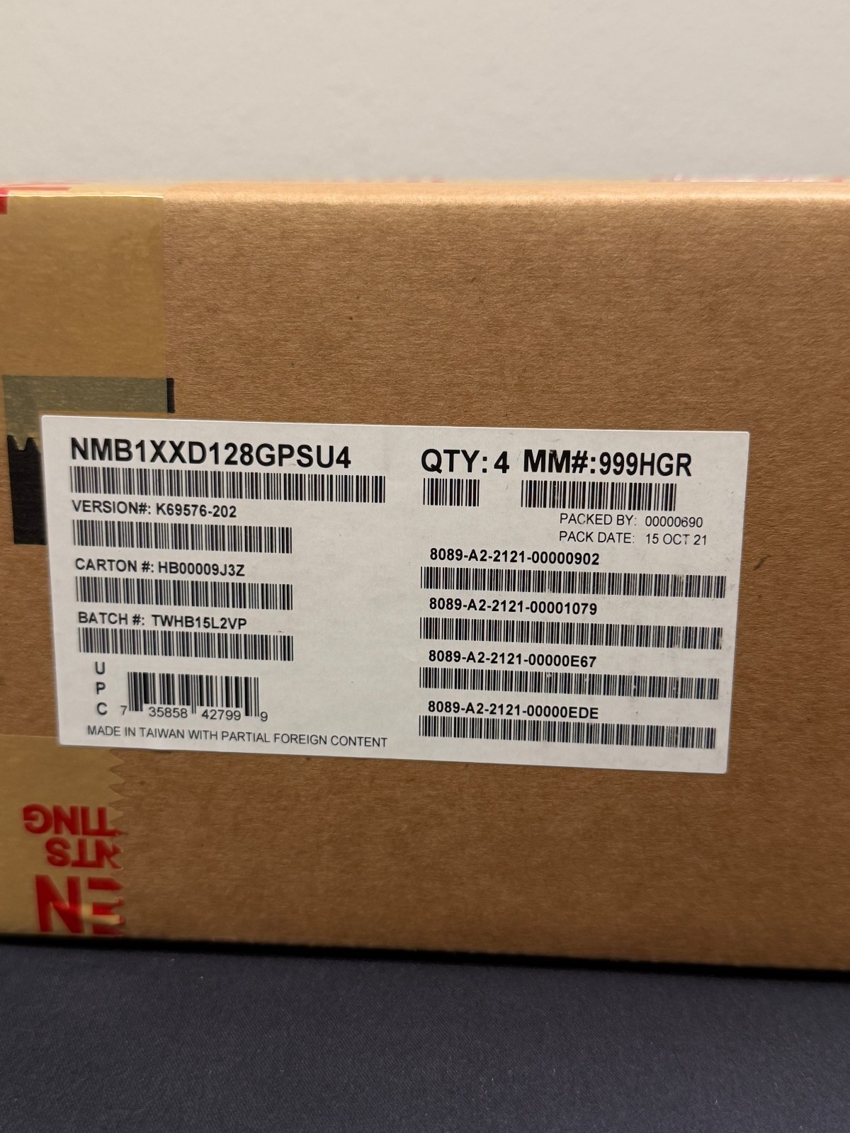 NEW SEALED Intel NMB1XXD128GPSU4 Memory Module Optane 200 128GB DDR-T - QTY: 4