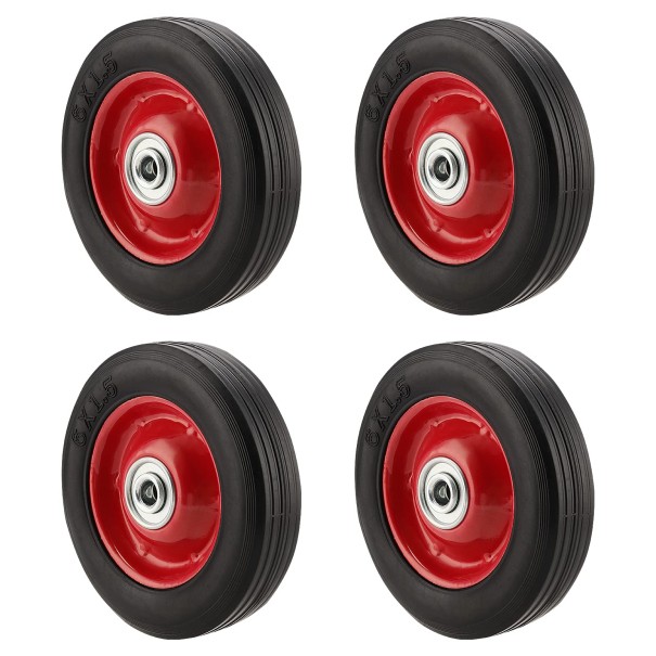 MOUYAT 4 Pack 6 Inch Solid Rubber Replacement Tires, Flat Free Hand Truck Wheel