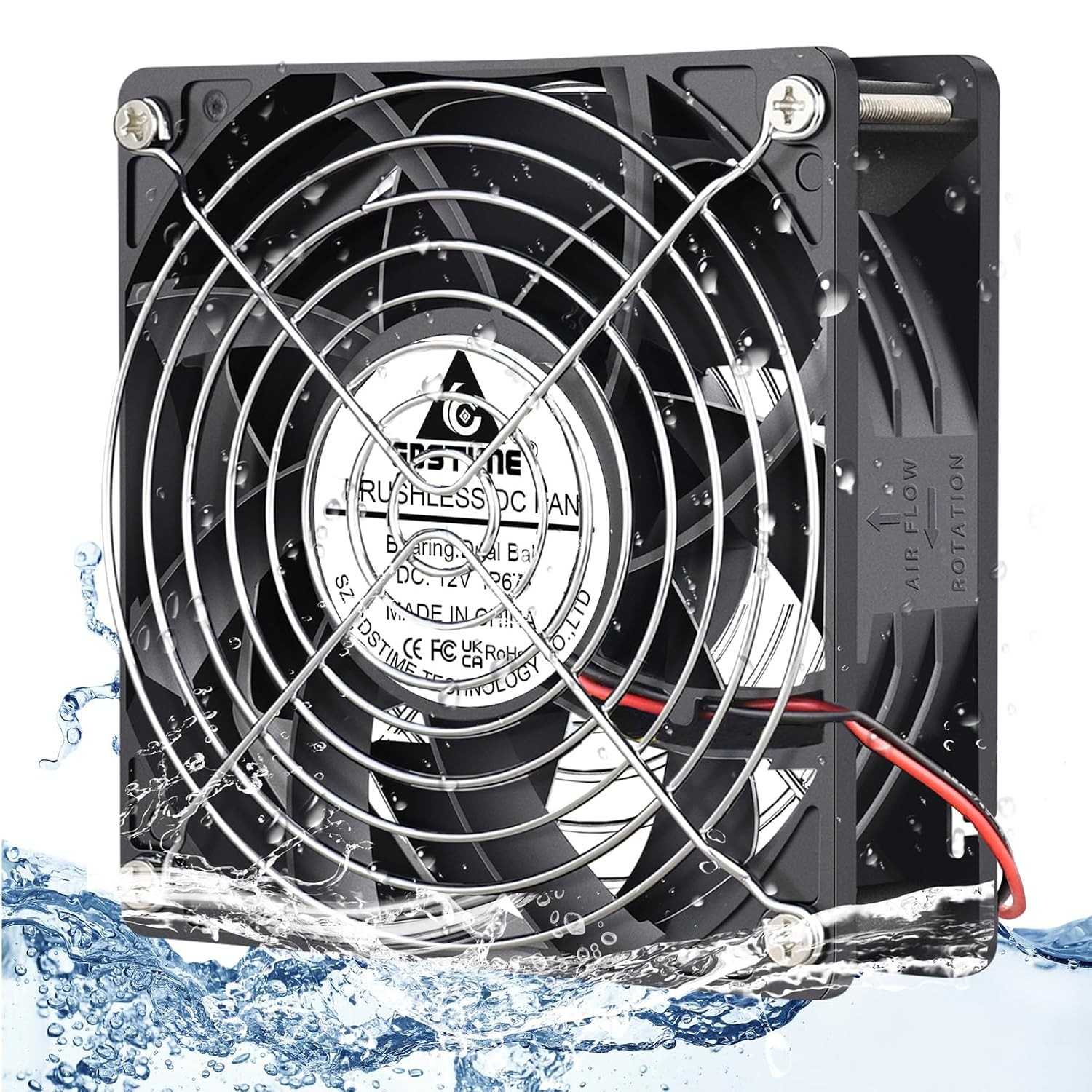 Waterproof 120mm 12V DC High CFM Dual Ball 2Pin IP67 DC Fan