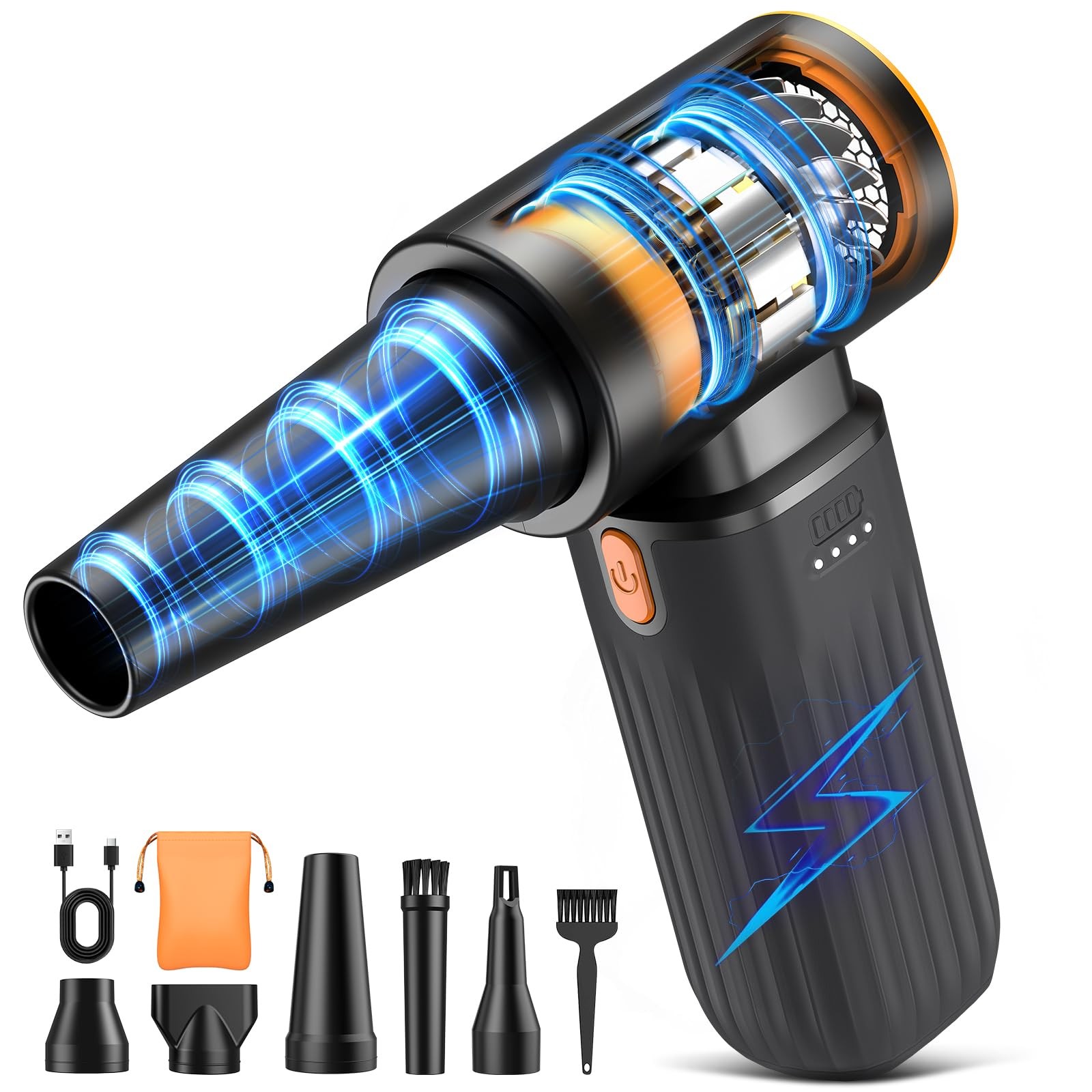 Compressed Air Duster 260000RPM, Cordless Ultra 3-Speed Adjustable