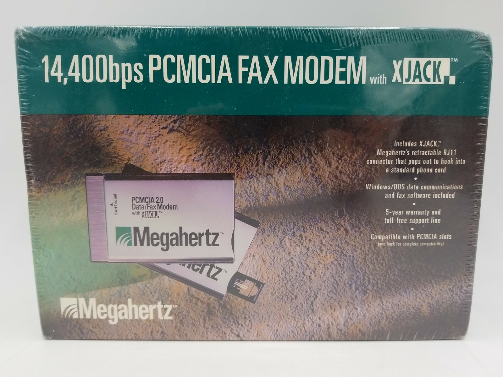 Megahertz 14,400bps PCMCIA Fax Modem with XJack for Palmtop Handheld PC Computer