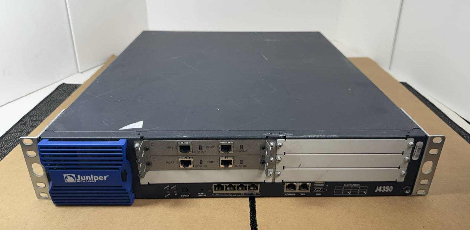 Juniper Networks J4350 J-4350-JB-SC Router 2x JX-2T1-RJ48-S PIM w/ Cord