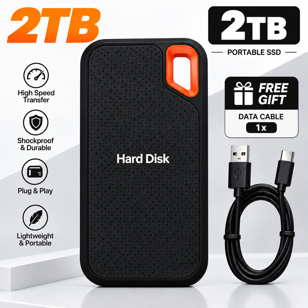 external hard drive 2TB High Speed Capacity Solid State Usb3.2 Laptop Mac And PC