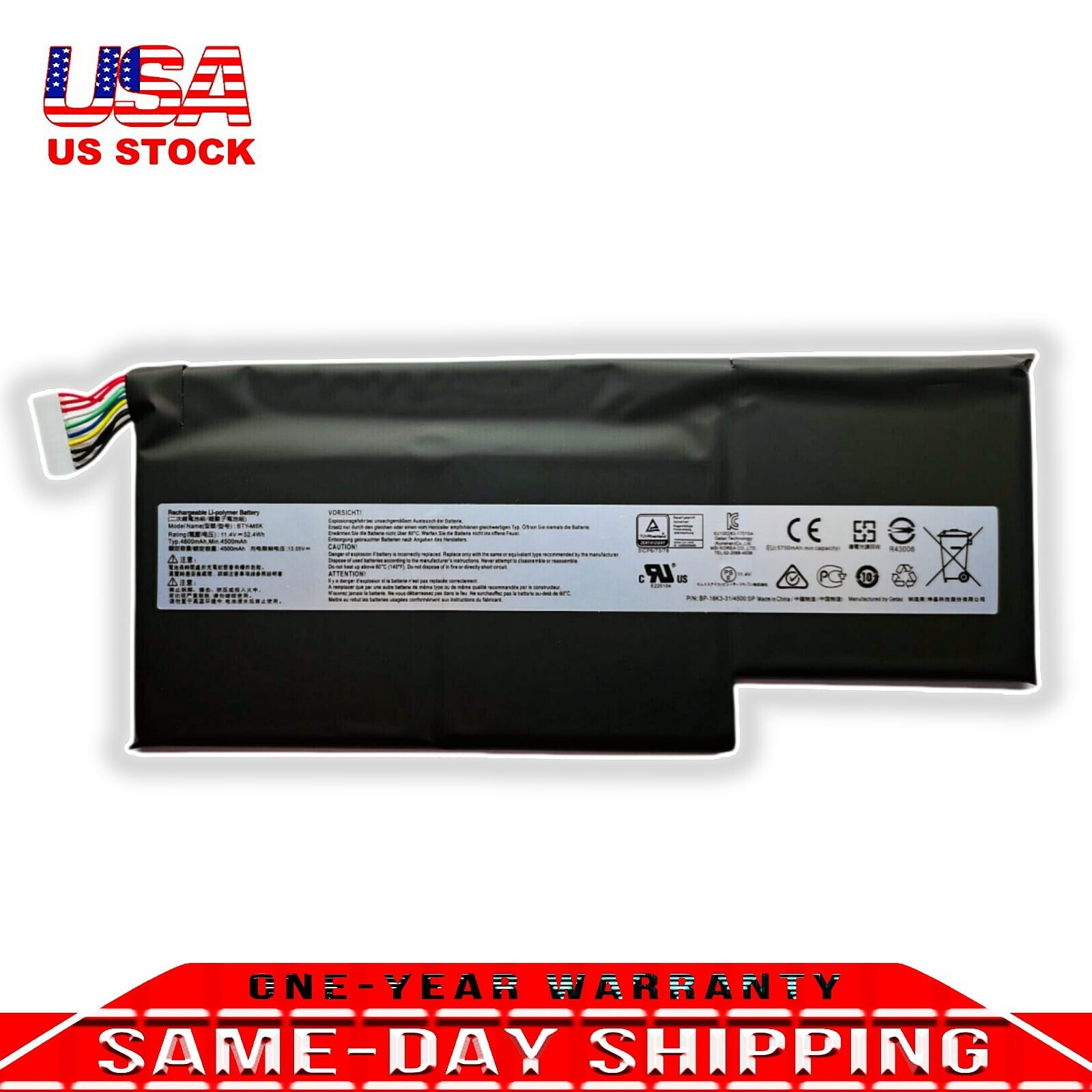 BTY-M6K Genuine Battery For Msi MS-16K3 MS-17B4 MS-17F1 GS63VR GS73VR GF63 GF75