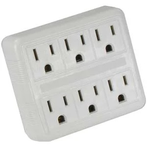 SF Cable 6-Outlet Wall Tap Two Input AC125V/15A